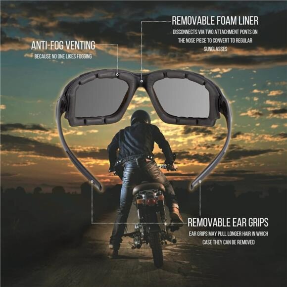 WYND Blocker Motorcycle Riding Glasses Extreme Sports Wrap Sunglasses - Picture 2 of 7